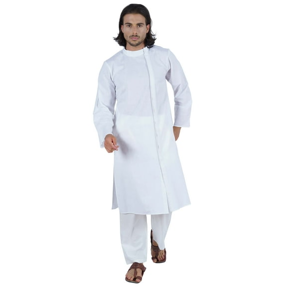 Atasi Designer Solid Kurta For Menâ€™s Mandarin Collar Cotton Ethnic Long Wear