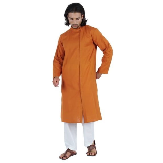 Atasi Designer Solid Kurta For Men’s Mandarin Collar Cotton Ethnic Long Wear