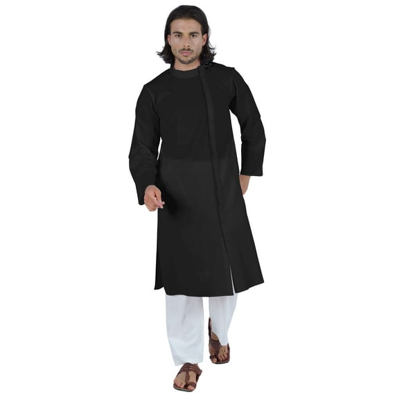 Atasi Designer Solid Kurta For Men’s Mandarin Collar Cotton Ethnic Long Wear
