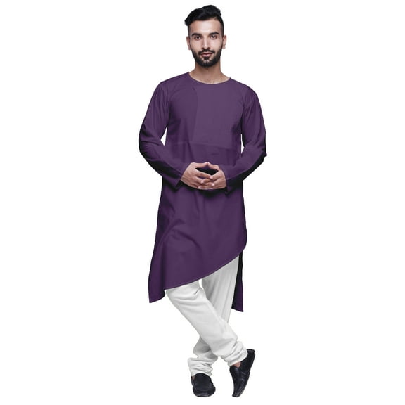 Atasi Designer Solid Long Sleeve Cut KurtaÂ&nbsp;ForÂ&nbsp;Men Cotton Round Neck Shirt
