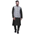 thumbnail image 1 of Atasi Ethnic Dupion Silk Kurta Pyajama Set With Printed Nehru Jacket For Mens, 1 of 3