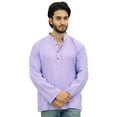 thumbnail image 1 of Atasi Ethnic Men's Kurta Full Sleeves Mandarin Collar Purple Cotton Shirt-Small, 1 of 7