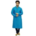 thumbnail image 1 of Atasi Ethnic Men's Kurta Pyjama Set Blue Bollywood Designer Shirt-XX-Large, 1 of 7