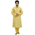 thumbnail image 1 of Atasi Ethnic Men's Kurta Pyjama Set Yellow Bollywood Designer Shirt-Medium, 1 of 7