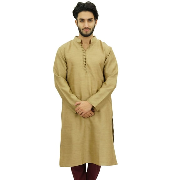 Atasi Ethnic Men's Long Kurta Brown Bollywood Designer Shirt Wear-X-Large