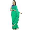 thumbnail image 1 of Atasi Ethnic Sea Green Women's Georgette Saree With Unstitched Blouse Piece, 1 of 7