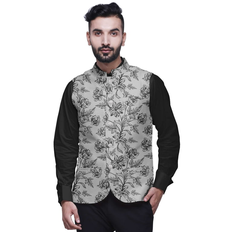 Nehru Jackets Floral Waistcoat Mens India Atasi Floral Mens Casual