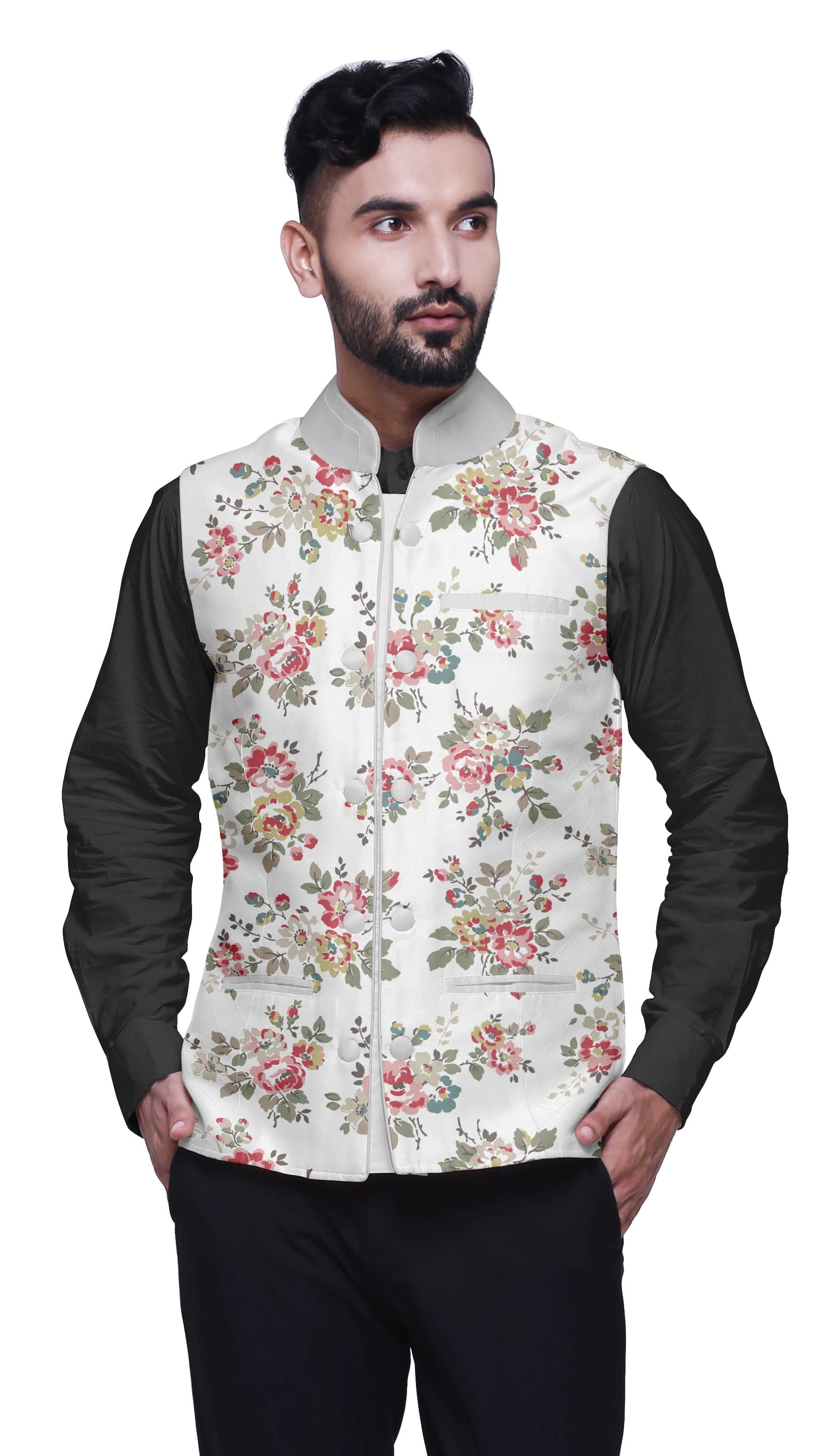 Atasi Floral Printed Nehru Jacket Mens Bandhgala Ethnic Jacket Party Wear Wedding Clothing XX Large Walmart