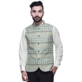 thumbnail image 1 of Atasi Geometric Marriage Ethnic Coat For Men Printed Nehru Jacket Mens Bandhgala Casual Vest Jacket-Medium, 1 of 6