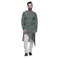 thumbnail image 1 of Atasi Indian Asymmetric Party Wear Kurta With White Churidar Pajama Set For Men, 1 of 3