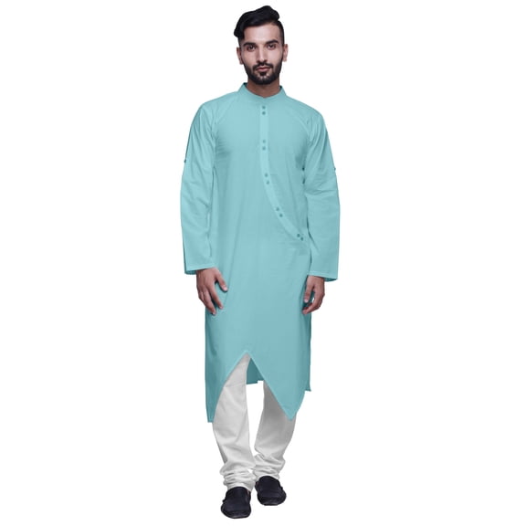 Atasi Indian Button Down Shirt Chinese Collar Long Kurta For Men Ethnic Kurtas