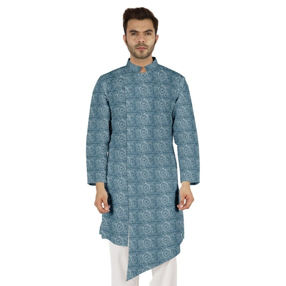 Atasi Indian Designer Kurta For Mens Casual Traditional Printed Ethnic Long Shirt Kurta