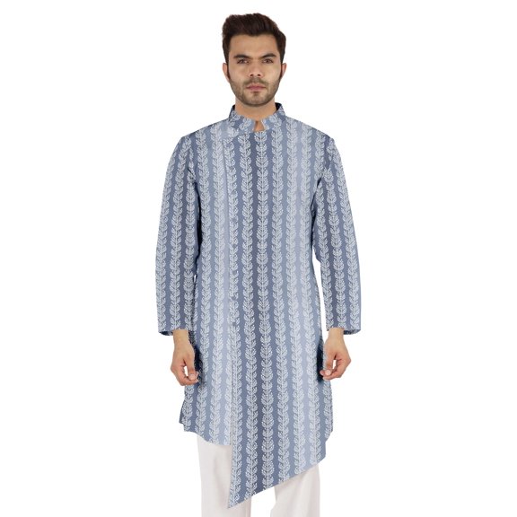 Atasi Indian Designer Kurta For Mens Casual Traditional Printed Ethnic Long Shirt Kurta