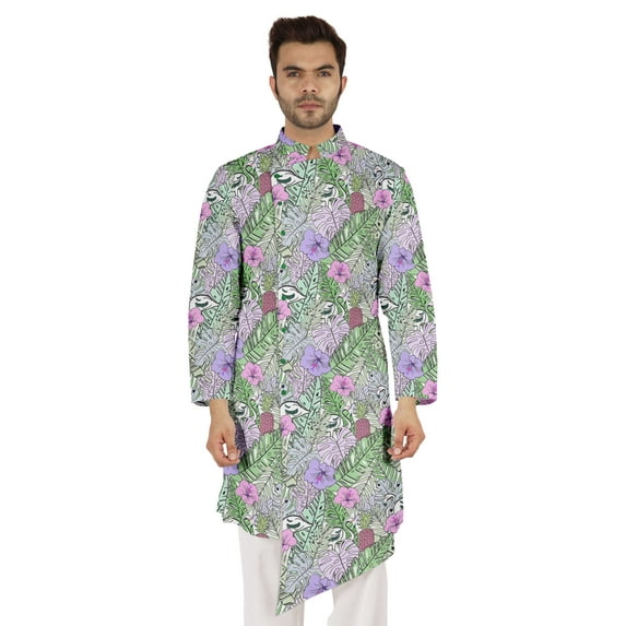 Atasi Indian Designer Kurta For Mens Casual Traditional Printed Ethnic Long Shirt Kurta
