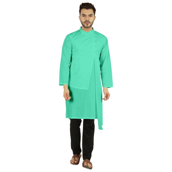 Atasi Indian Designer Kurta For Mens Party Wear Solid Color Ethnic Long Shirt