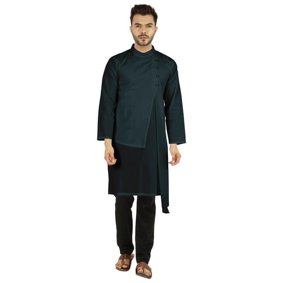 Atasi Indian Designer Kurta For Mens Party Wear Solid Color Ethnic Long Shirt