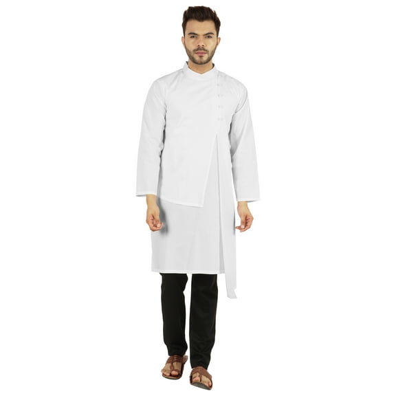 Atasi Indian Designer Kurta For Mens Party Wear Solid Color Ethnic Long Shirt