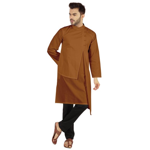 Atasi Indian Designer Kurta For Mens Party Wear Solid Color Ethnic Long Shirt