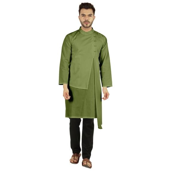 Atasi Indian Designer Kurta For Mens Party Wear Solid Color Ethnic Long Shirt