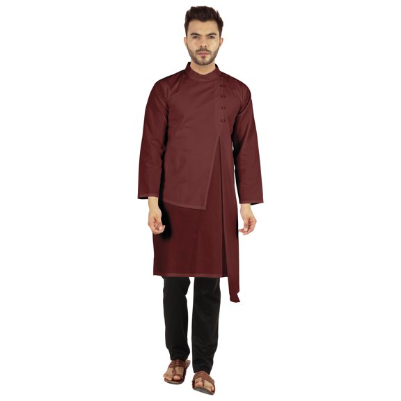 Atasi Indian Designer Kurta For Mens Party Wear Solid Color Ethnic Long Shirt