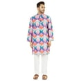 thumbnail image 1 of Atasi Indian Designer Kurta for Men Printed Long Sleeves Summer Ethnic Long Shirt, 1 of 7