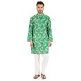 thumbnail image 1 of Atasi Indian Designer Kurta for Men Printed Long Sleeves Summer Ethnic Long Shirt, 1 of 7