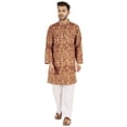 thumbnail image 1 of Atasi Indian Designer Kurta for Men Printed Long Sleeves Summer Ethnic Long Shirt, 1 of 7