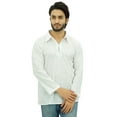 thumbnail image 1 of Atasi Indian Ethnic Men's Short Kurta Full Sleeve Collar Cotton White Shirt-XXX-Large, 1 of 6