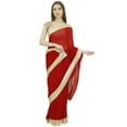 thumbnail image 1 of Atasi Indian Georgette Maroon Saree Casual Clothing With Unstitched Blouse Piece, 1 of 6