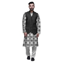 Atasi Indian Kurta Pyjama Jacket Set For Men Mandarin Collar Casual Clothing
