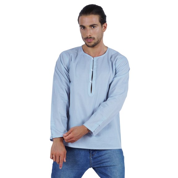 Atasi Indian KurtaÂ ForÂ Men Full Sleeve Shirts Solid Round Neck Ethnic Tee Shirt