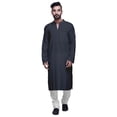 thumbnail image 1 of Atasi Indian Long Kurta For Boys Solid Fashion For Men Cotton Satin Summer Wear, 1 of 7