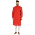 thumbnail image 1 of Atasi Indian Men's 2 Piece Kurta Pajama Set Henley Neck Cotton Casual Long Kurta, 1 of 7