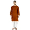 thumbnail image 1 of Atasi Indian Mens 2 Piece Kurta Pajama Set Henley NeckÂ&nbsp;Casual Long Kurta, 1 of 7