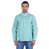 Atasi Indian Mens Henley Shirt Long Sleeve Casual Mandarin Collar Short Kurta