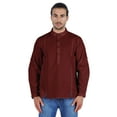 thumbnail image 1 of Atasi Indian Mens Henley Shirt Long Sleeve Casual Mandarin Collar Short Kurta, 1 of 7