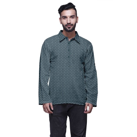 Atasi Indian Short Kurta For Men Rollover sleeve ClassicÂ ShirtÂ Casual Clothing