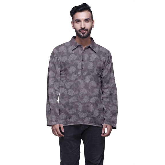 Atasi Indian Short Kurta For Men Rollover sleeve ClassicÂ ShirtÂ Casual Clothing