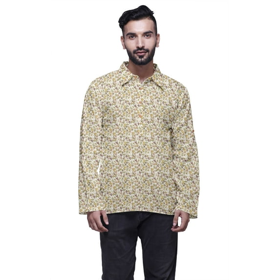 Atasi Indian Short Kurta For Men Rollover sleeve Classic Shirt Casual Clothing