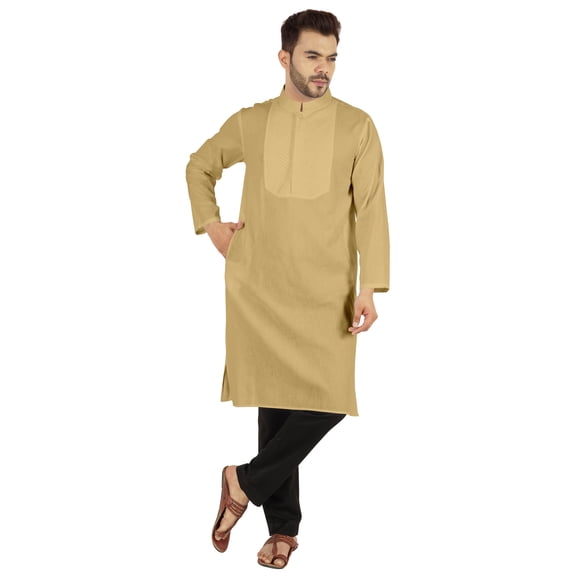 Atasi Indian Solid Kurta Pajama Set For MensÂ Mandarin Collar Casual Long-Wear Kurta