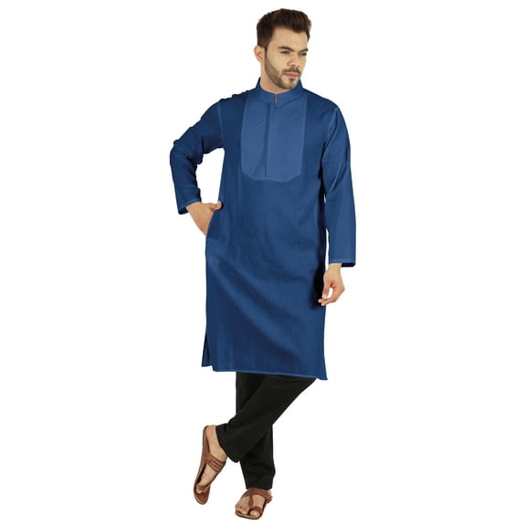 Atasi Indian Solid Kurta Pajama Set For MensÂ&nbsp;Mandarin Collar Casual Long-Wear Kurta