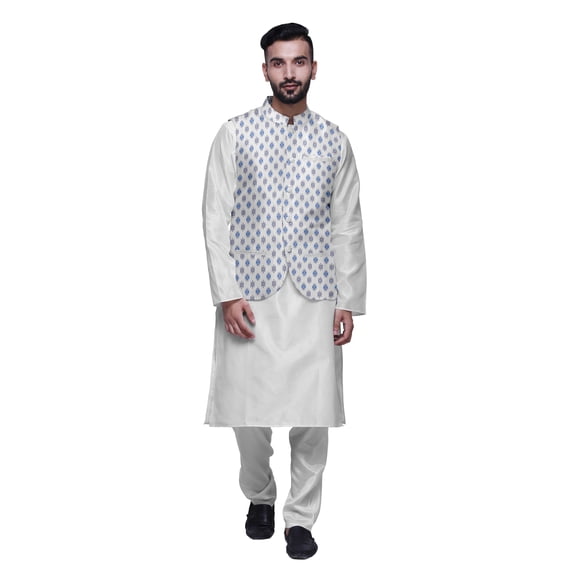Atasi Indian Traditional Kurta Churidar Pajama Set With Nehru Jacket For Men