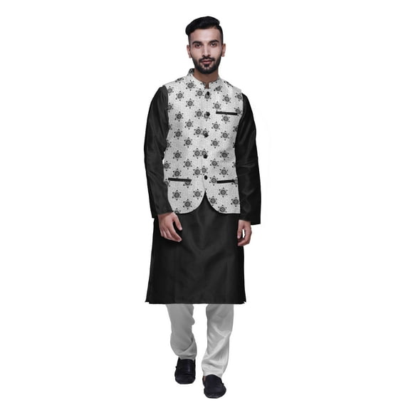 Atasi Indian Traditional Kurta Churidar Pajama Set With Nehru Jacket For Men