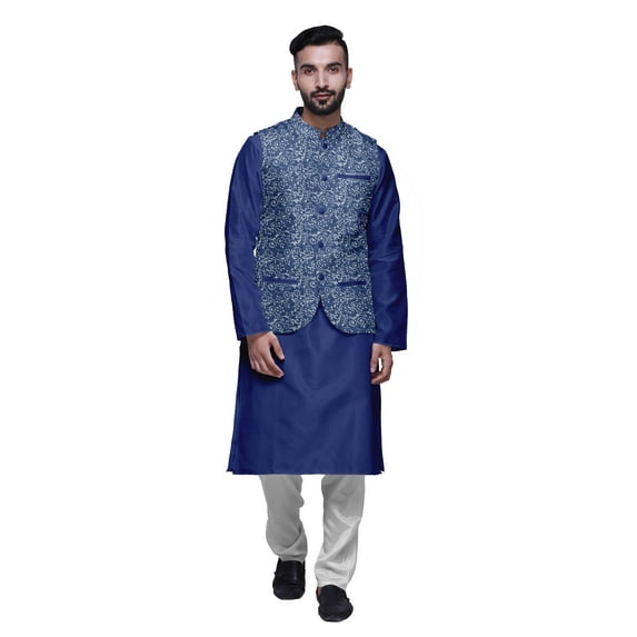 Atasi Indian Traditional Kurta Churidar Pajama Set With Nehru Jacket For Men