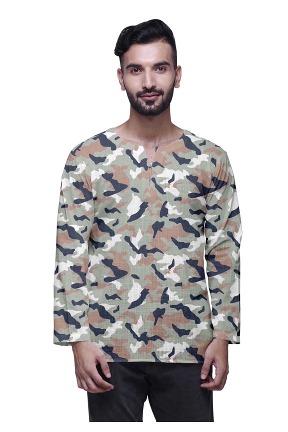 Indian Traditional Kurta For Men Keyhole Neck Short KurtaÂ&nbsp;ShirtÂ&nbsp;For Boys