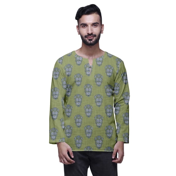 Atasi Indian Traditional Kurta For Men Keyhole Neck Short Kurta Shirt For Boys