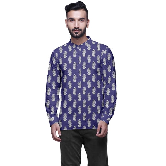 Atasi Indian Traditional Kurta For Men Mandarin Collar Short Kurta Shirt For Boy