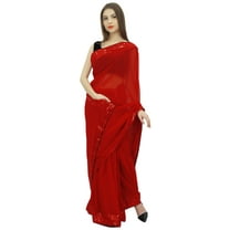 Atasi Indian Traditional Solid Georgette Saree With Unstitched Blouse