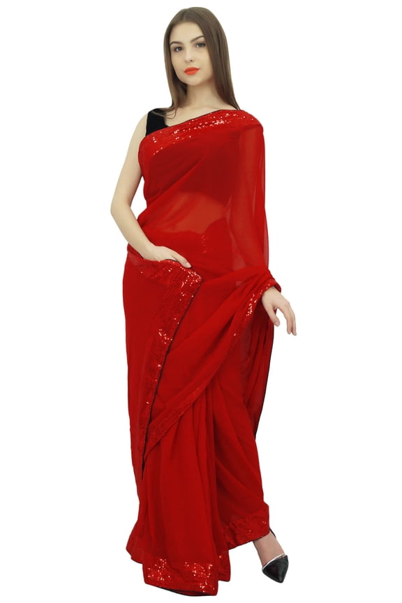 Indian Traditional Solid Georgette Saree With Unstitched Blouse