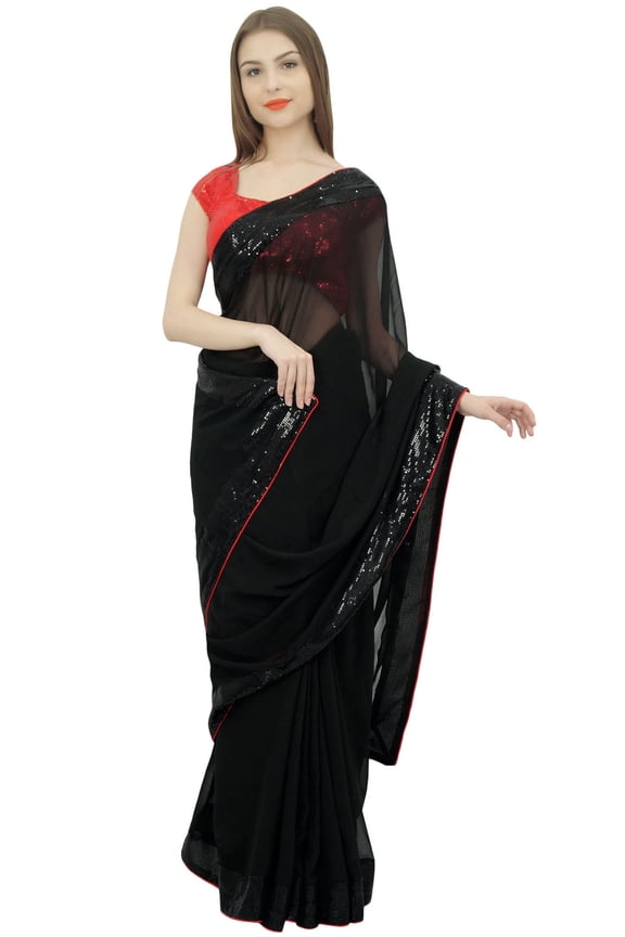 Indian Traditional Solid Georgette Saree With Unstitched Blouse